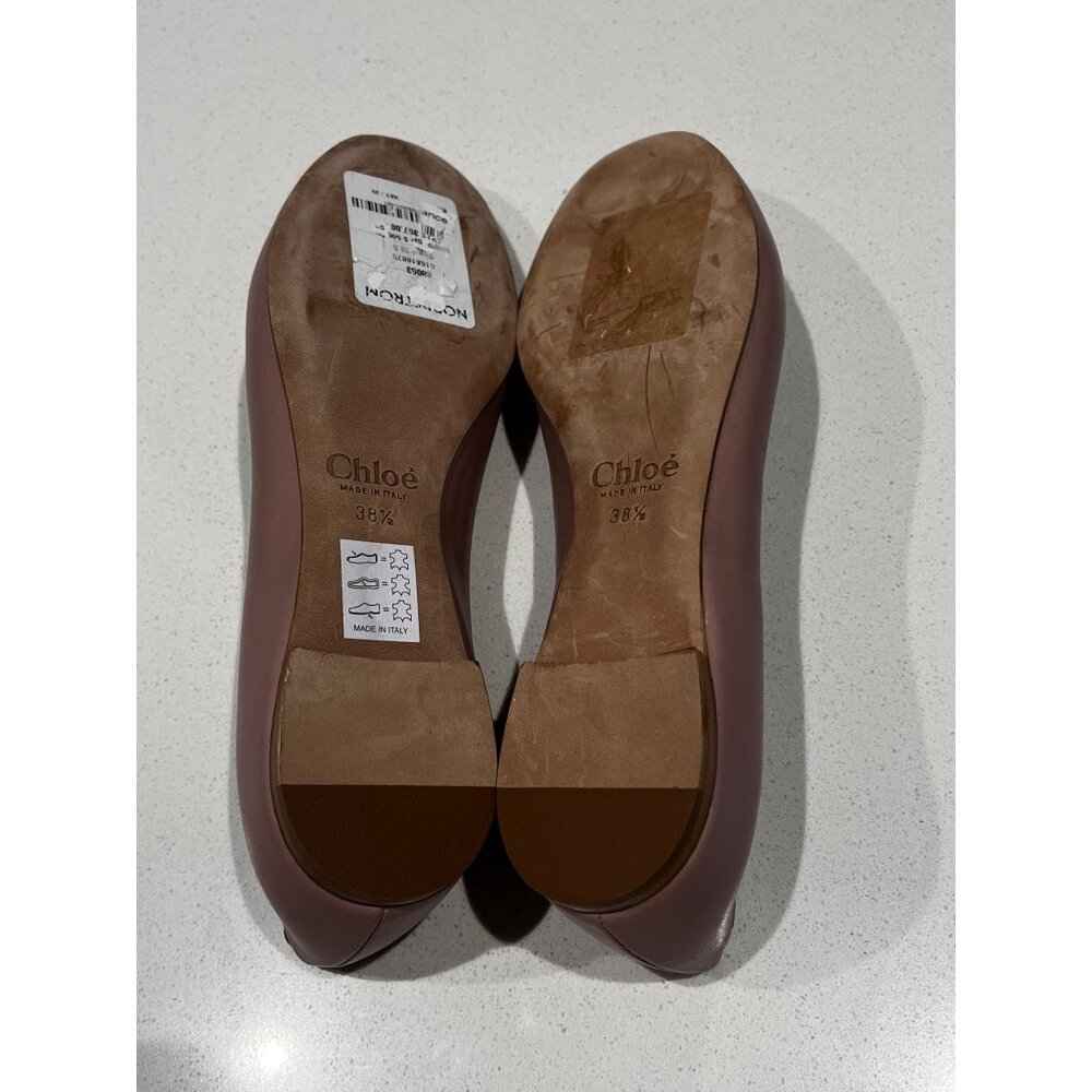 CHLOÉ Lauren scalloped blush leather ballet flats size 38.5 NEW - Picture 6 of 10